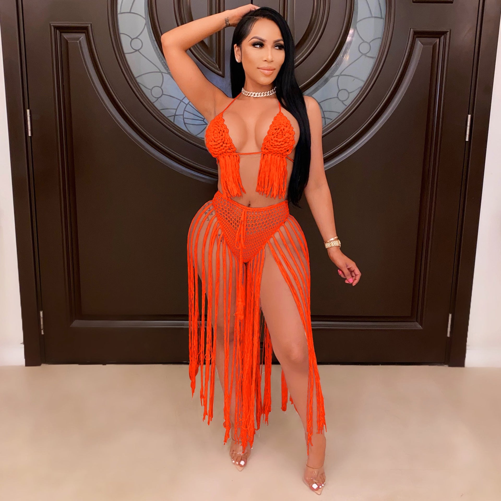 Women Clothing Sexy Hand Crocheted Floral Woven Ladies Beachwear Swimsuit Outfit Bella Mia